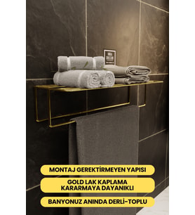 Kendinden Yapışkanlı Banyo Havluluk Raf, Montaj Gerektirmez