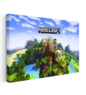 Kanvas Tablo Macera Ekibi Tepe Üzerinde Minecraft Tablosu Ev Ofis Salon Duvar Dekoru