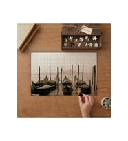 Kayık- Gondollar - Siyah Beyaz Manzara Tasarımı 240 parça Ahşap Puzzle Ahşap Kutuda MP01528