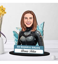 Kişiye Özel Kadın Dalgıça Hediye Karikatürlü Biblo