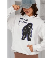 Billie Eilish Tasarım Baskılı Unisex Oversize Şarkıcı Hoodie