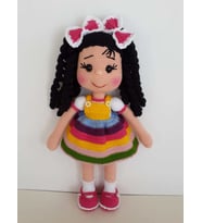 Kıvırcık Kız Bebek Amigurumi Organik Oyuncak