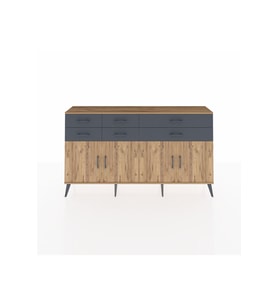 Arges Konsol 3 Raflı 6 Çekmeceli 4 Kapaklı 176x30x99 Çam-Çam/Antrasit