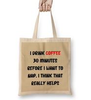 CAT Funny Coffee Drinks Art Lover Gift Quote - Vintage Retro Rainbow Style Bez Çanta Uzun Saplı