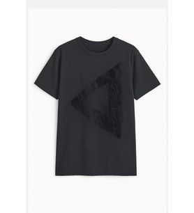 Erkek Rahat Kesim Bisiklet Yaka Baskılı Beyaz T-shirt (Füme)