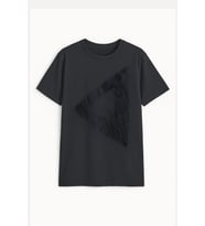 Erkek Rahat Kesim Bisiklet Yaka Baskılı Beyaz T-shirt (Füme)