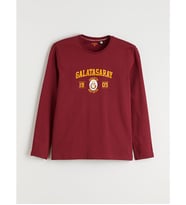 LC WAIKIKI Kırmızı Bisiklet Yaka Galatasaray Baskılı Erkek Pijama Üst
