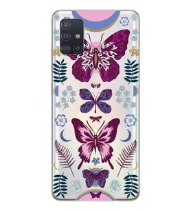 Samsung Galaxy A71 Uyumlu Kelebek Desenli Şeffaf Telefon Kılıfı