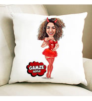 Kişiye Özel Tatlı Cadı Karikatürlü Yastık