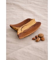 El yapımı özel tasarım zeytin kase (Ekru - Kahverengi)