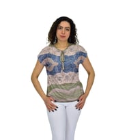 Kadın Kısa Kol Baskılı Bluz BGL-ST04694
