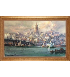 EV İŞYERİ OFİS İÇİN ALTIN ÇERÇEVELİ PASPARTULU TABLO VB720