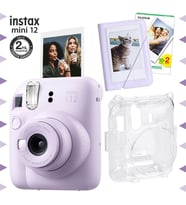 Instax mini 12 Lila Fotoğraf Makinesi-20'li Film-Mini Albüm ve Şeffaf Kılıf Seti