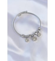 316L Çelik Gümüş Renk Zirkon Taşlı Model Charm Bileklik - TJ-BB6090