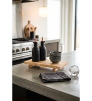 Doğal Ahşap Ayaklı Mutfak Düzenleyici Sunum Standı 30x15 cm