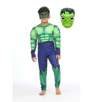 Hulk kostümü kaslı Işıklı Maskeli Hulk çocuk kostümü maskeli Kaslı parti özel gün kıyafeti (Çok Renkli)