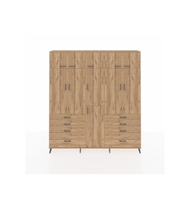 Arges Gardrop 8 Raflı 8 Çekmeceli 3 Askılı 220x30x243 Çam-Çam
