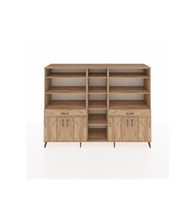 Hyperion Dolap 12 Raflı 2 Çekmeceli 4 Kapaklı 220x44x163 Çam-Çam