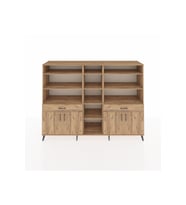Hyperion Dolap 12 Raflı 2 Çekmeceli 4 Kapaklı 220x44x163 Çam-Çam