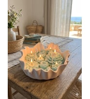 Mumelia Candles Zen Bahçesi - Doğal Soya Taştozu Tabaklı Tasarım Mum - Su Yeşili