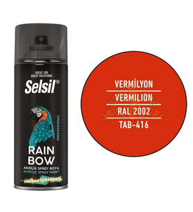 Selsil Rainbow Akrilik Sprey Boya VERMİLYON KIRMIZI 400 ml. - RAL2002