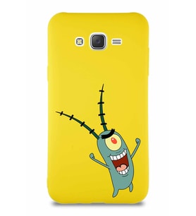 Samsung Galaxy J7 Core Soft Premier Kapak Plankton Tasarımlı Silikon Kılıf - Sarı (Şeffaf)