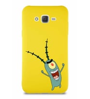 Samsung Galaxy J7 Core Soft Premier Kapak Plankton Tasarımlı Silikon Kılıf - Sarı (Şeffaf)