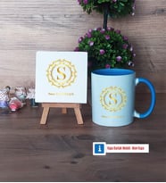 Gold Baş Harf Dekoratif Taş, Kupa Bardak Kırmızı Hediye (Model 3)