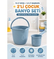 2'li Çocuk Banyo Seti 13 LT Çocuk Banyo Kovası 1,5 LT Maşrapa BPA Free Bebe