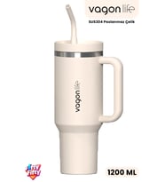 Tumbler Quencher Cup 1200 ML Pipetli Rahat İçim Kulplu SUS304 Paslanmaz Çelik 1.2L Termos 1103-1200ML