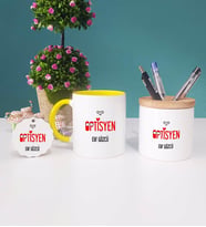 Optisyen Kupa Bardak Sarı Kalemlik ve Anahtarlık