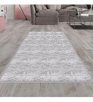 Gri Eskitme Desen Yıkanabilir Kaymaz Taban Leke Tutmaz Modern Salon Halısı ve Yolluk (Açık Gri)