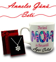 Anneler Gününe Özel Kişiye Özel Kupa & Kar Tanesi Kolye Hediye Seti (Model 1)