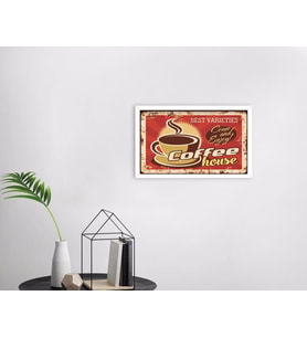 BK Home Coffee Tasarımlı Dekoratif Ahşap Beyaz Çerçeveli Tablo-36