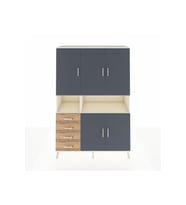 Hyperion Dolap 7 Raflı 4 Çekmeceli 5 Kapaklı 132x44x195 Aytaşı-Antrasit/Çam