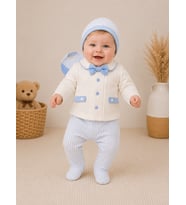 Erkek Bebek Fiyonk Detaylı Çıtçıtlı 5 ' Li Zıbın Seti - 0-3 AY / BEYAZ