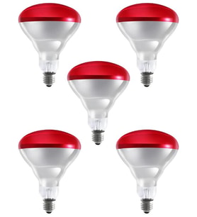 (5 Adet) 250W Kızılötesi Isıtıcılı Fizik Tedavi Lambası (Kırmızı Işık) E27 (Kalın Duy)
