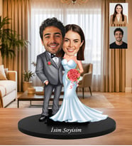 Kişiye Özel Gelin Damat Karikatür Biblo – Fotoğraflı Romantik Düğün Hediyesi İsme Özel Evlilik ve Düğün Hediyesi Yeni evlilere hediye Esprili düğün biblosu