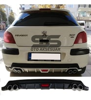 Peugeot 307 Difüzör Arka Tampon Eki 4 Egzoz Çıkışlı Siyah Tip