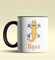 Kişiye Özel I Harfi Hayvanlar Tasarım Siyah Renk Kupa (Siyah)