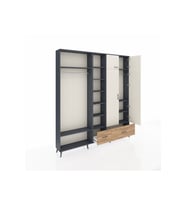 Arges Dolap 12 Raflı 2 Çekmeceli 2 Askılı 220x30x243 Antrasit-Aytaşı/Çam