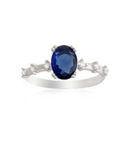 925 Ayar Gümüş Yüzük Oval Safir Vintage Yüzük