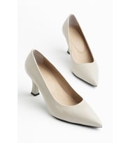 Kadın Bej Cilt Hakiki Deri Sivri Topuklu Stiletto (Karışık)