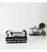 Harita Mühendisi Masaüstü İsimlik - Metal Masa İsimliği - Hediye Ofis İsimlik