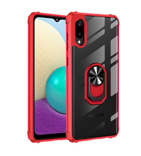 Galaxy A02 Kılıf Mola Kenar Köşe ve Yüzük Kısımları Renkli Kılıf (Kırmızı)