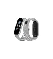 Mey İthalat® Mi Band 6 Spor Delikli Kordon - Gri-Kırmızı