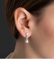 925 Ayar Gümüş Tektaşlı İnci Küpe (Gümüş)