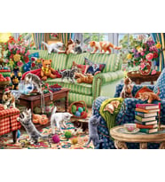 Anatolian 1500 Parça Salondaki Yaramazlar Puzzle - Kedi Yavruları ve Çiçekler