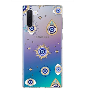 PrintiFy Samsung Galaxy Note 10 ile Uyumlu 1mm Slim Fit Nazar Boncuğu 5 Baskılı Şeffaf  Kılıf