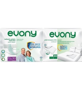 Evony Hasta Bezi Yetişkin Bel Bantlı Tekstil Yüzey Ekstra Büyük 30 Adet+ Yatak Koruyucu Örtü 30 Adet